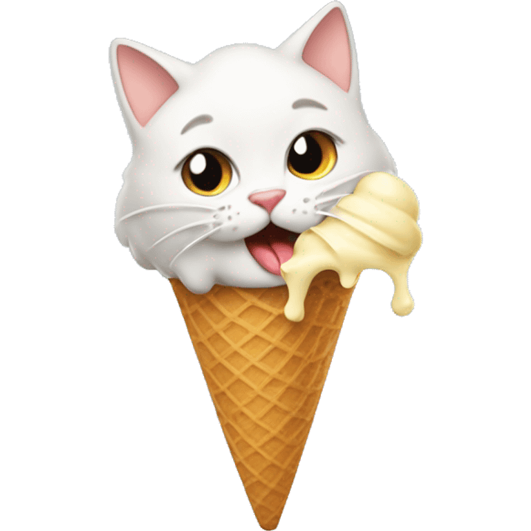 cat licking a vanilla ice cream  emoji