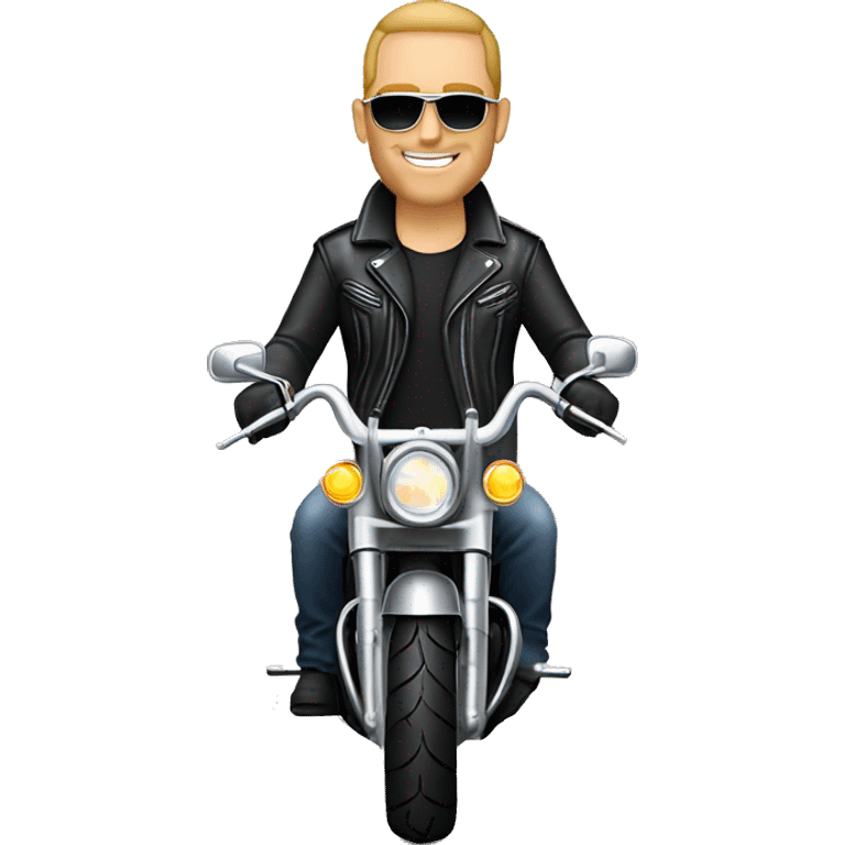 Caucasian biker on a street glide Harley Davidson emoji