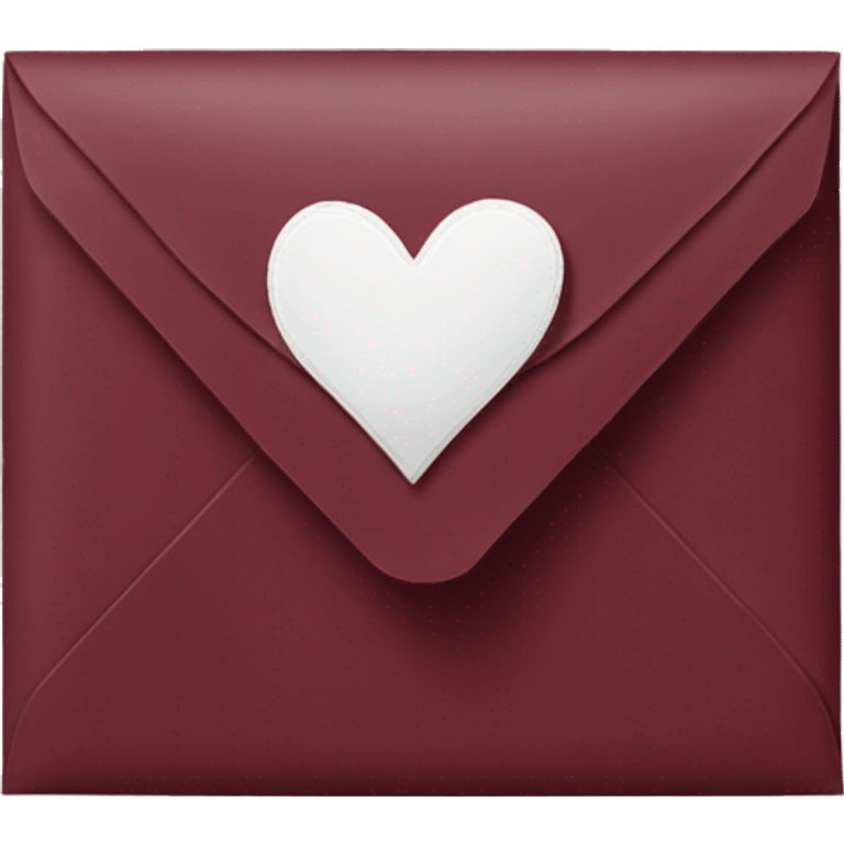 burgundy closed envelope with white heart stamp emoji