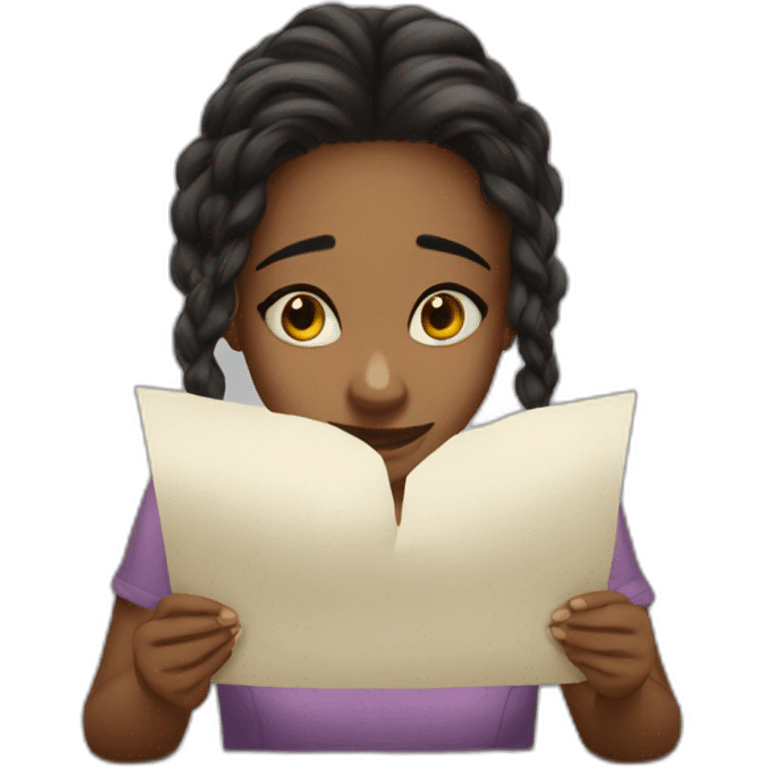 girl reading letter crying with happy eyes  emoji