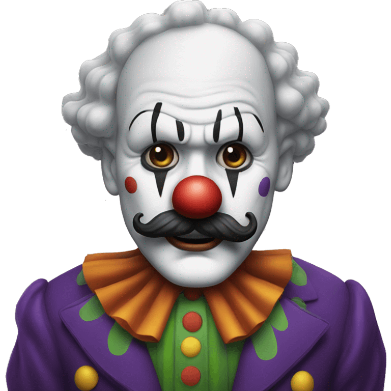 evil Clown with a pew pew, handlebar mustache, normal clown hair  emoji