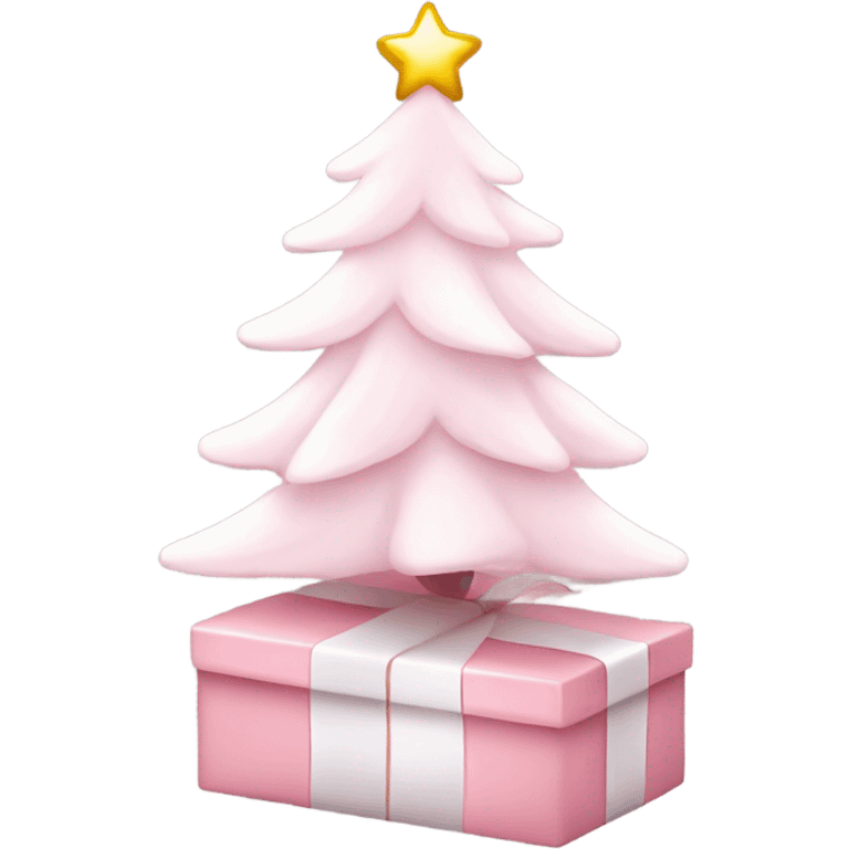 Light pink Christmas gifts under a white Christmas tree  emoji