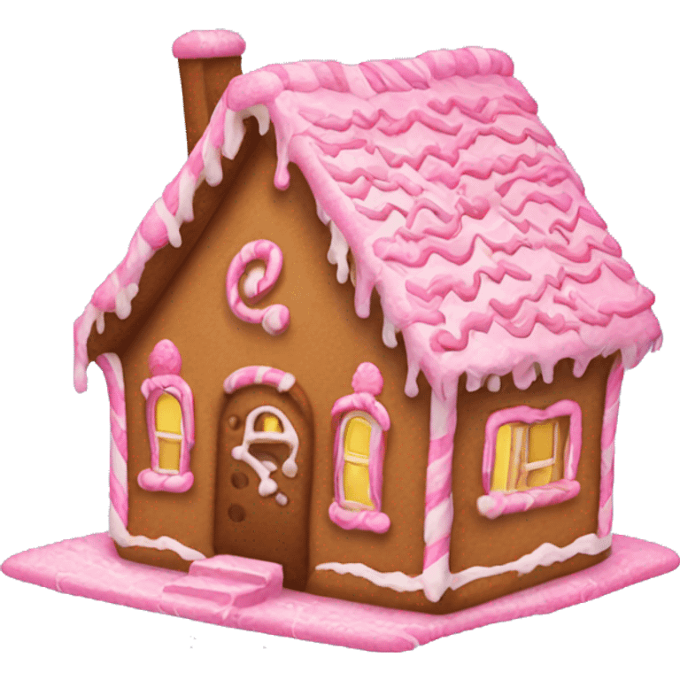 Broken pink gingerbread house emoji