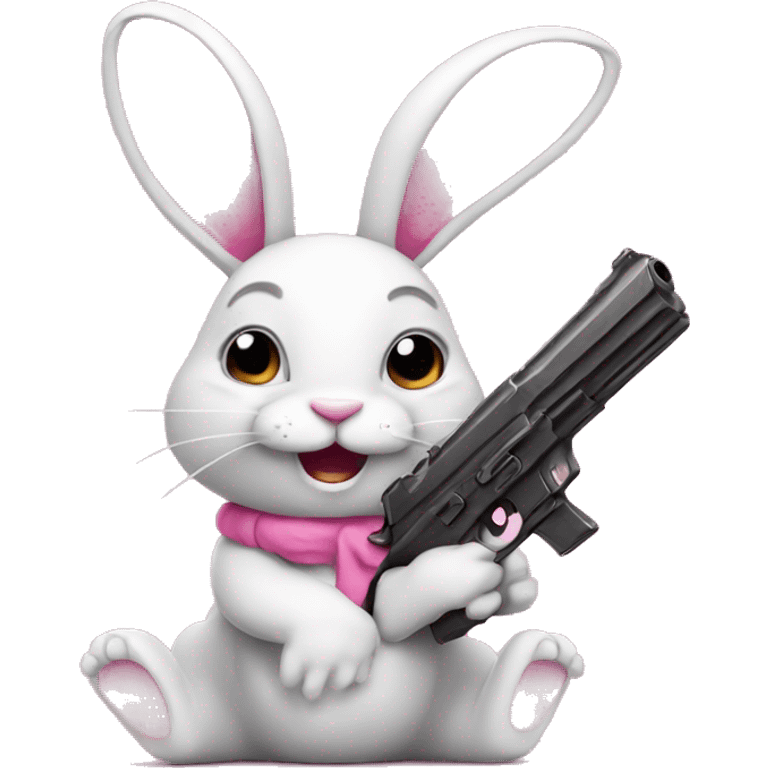 A bunny with a pink gun  emoji