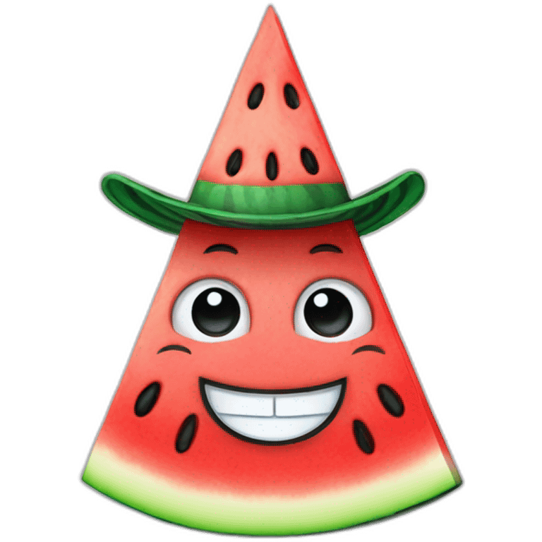 Happy Watermelon slice wearing a top hat emoji