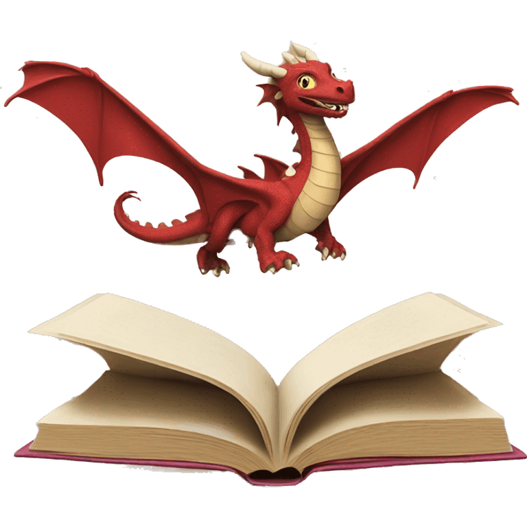 Dragons flying out of an open book emoji