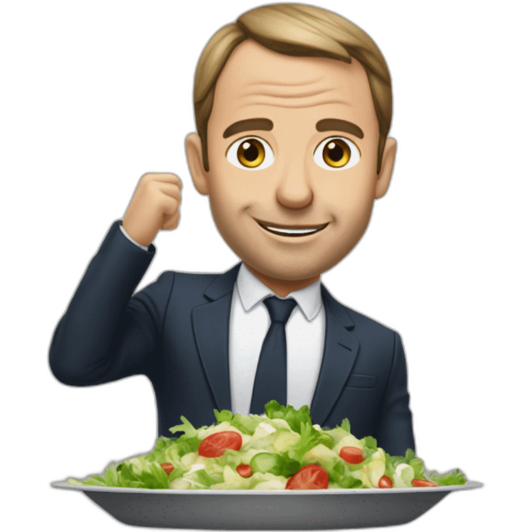 Macron mange une salade emoji