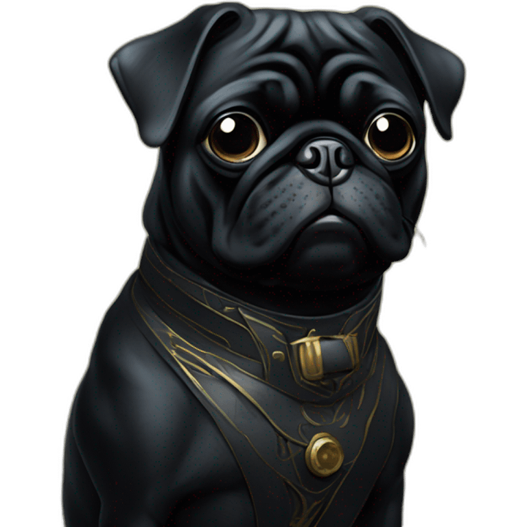 A cyberpunk black pug in Art Nouveau style during 1910 emoji