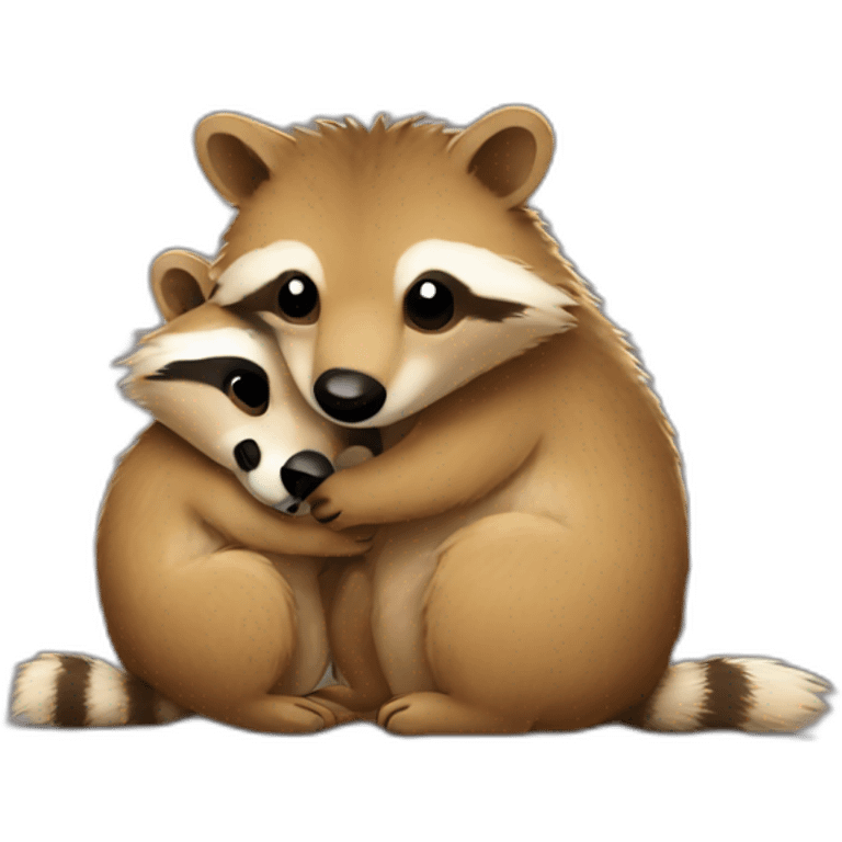 quokka hugging racoon emoji