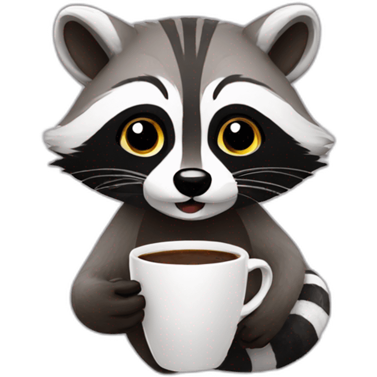 Raccoon drinking coffee emoji