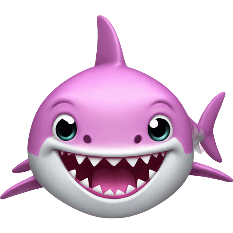 pink girl shark with long eyelashes and bow emoji