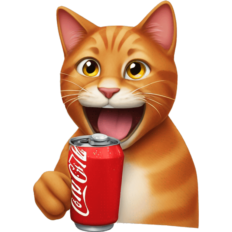 Reddish cat drinking coke emoji