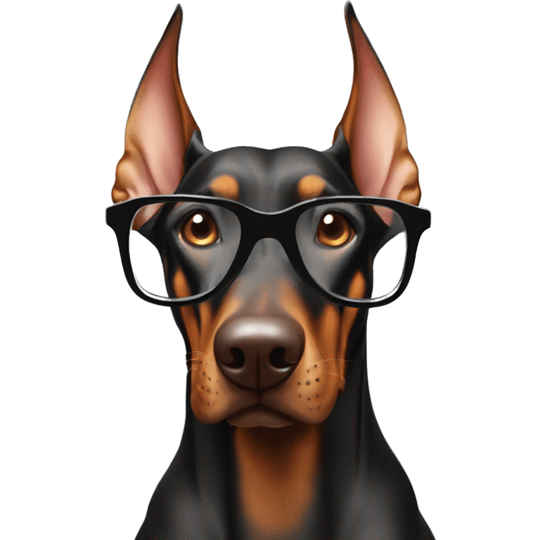 Doberman with glasses enjoys the weekend emoji