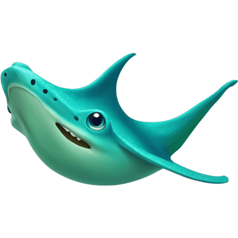 blue and green stingray that is cheering emoji