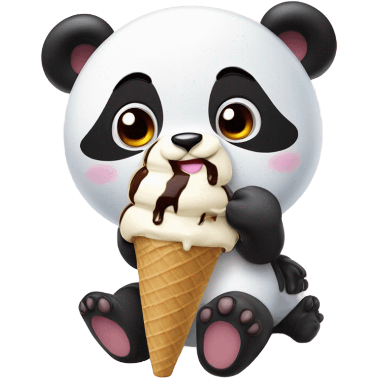 Panda eating ice cream emoji