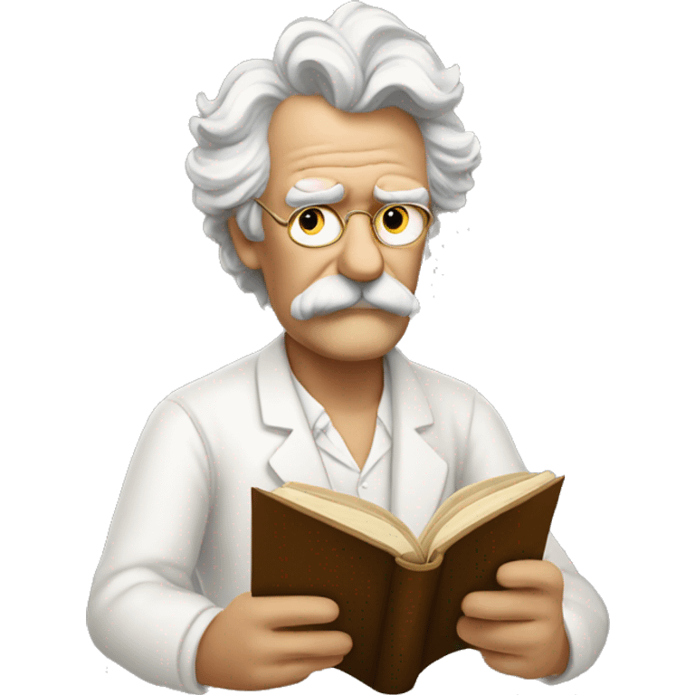 Mark Twain reading a book emoji