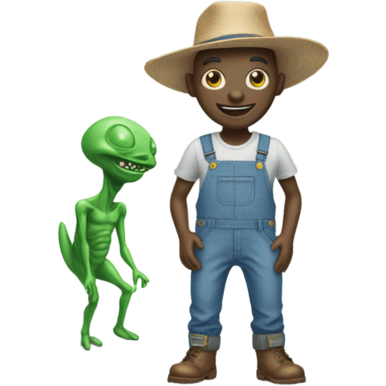 Alien In farmer overalls emoji