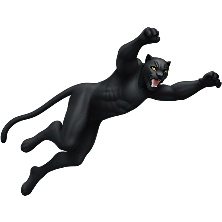 Black panther cliff diving into ocean emoji