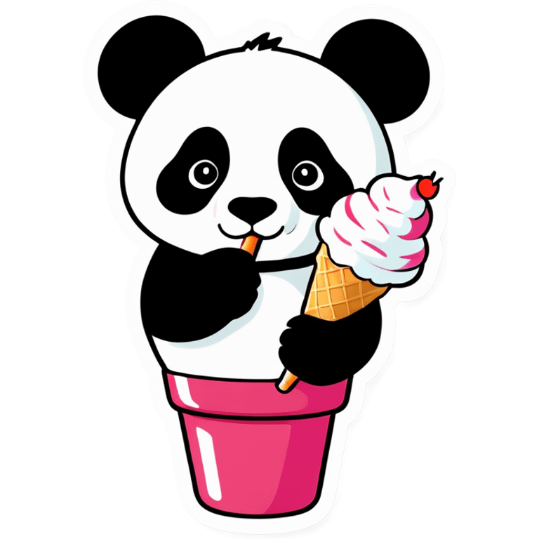 Panda eating ice cream emoji