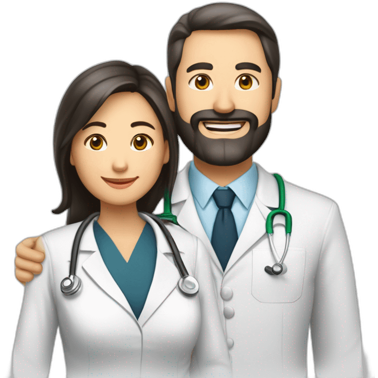 husband middle age trimmed beard business suit and open bible, with wife asian age 55 dark hair nurse uniform nurse caphusband executive caucasi emoji