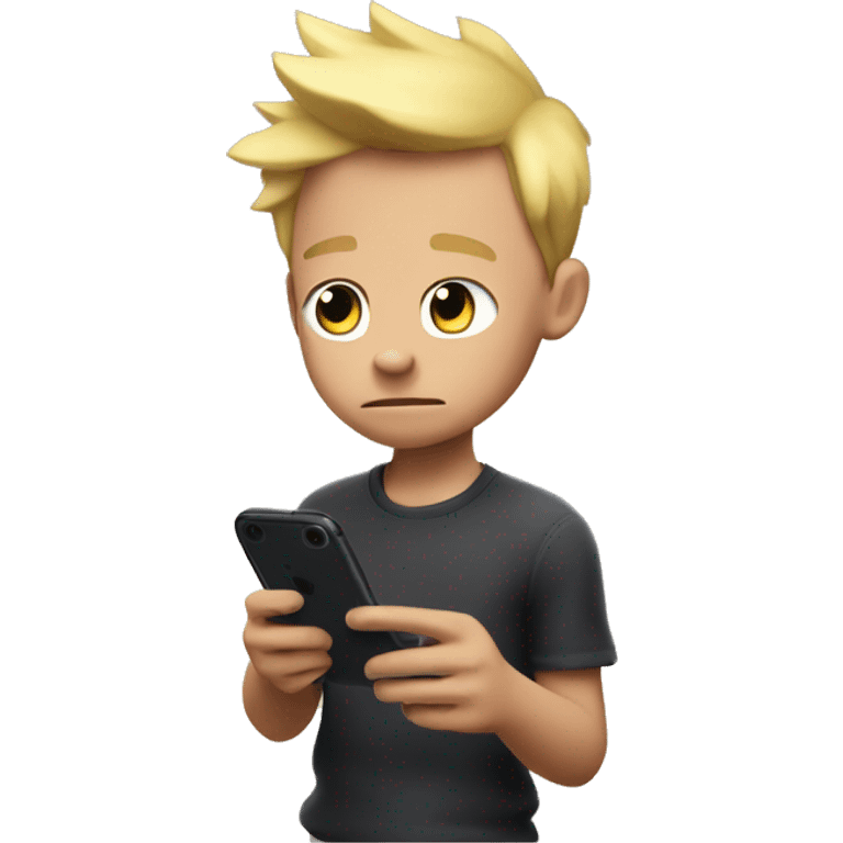 A blonde kid playing brawlstars in his phone  emoji