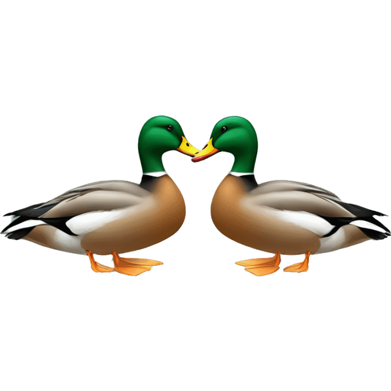 a male and a female mallard ducks in love emoji