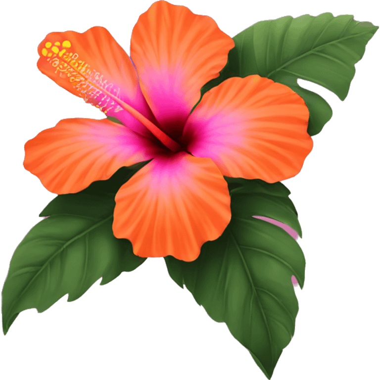 One Orange and pink hibiscus flower emoji