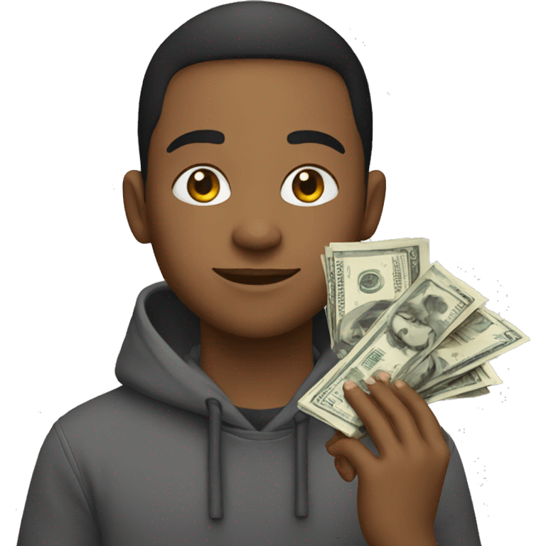 white and young person  with money emoji