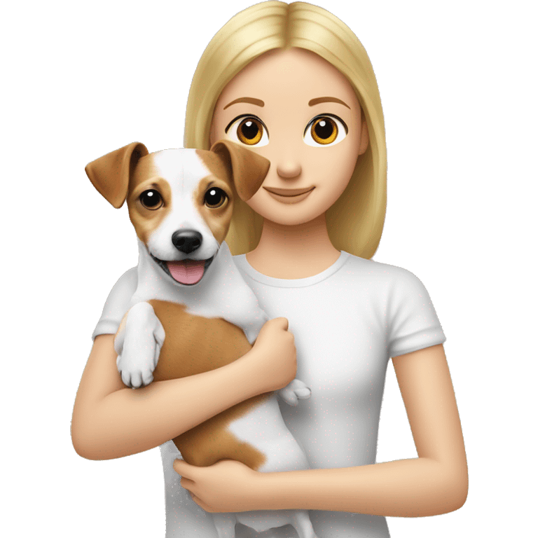  jack russell dog on blonde girl arms emoji