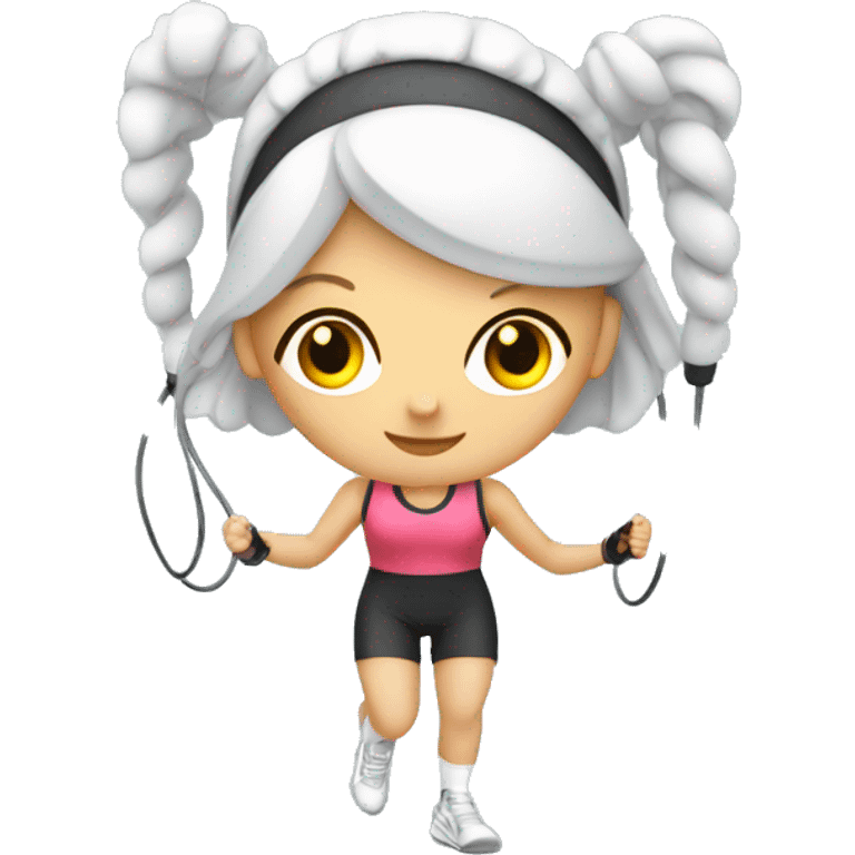 white gym girl with a skipping rope over her head emoji