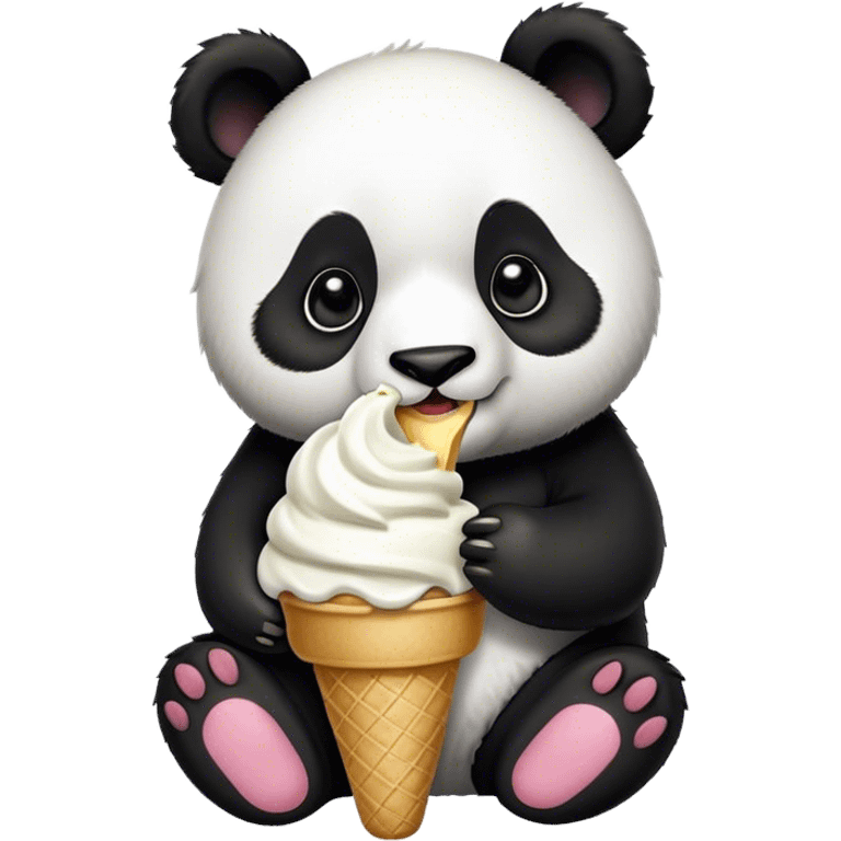 Panda eating ice cream emoji