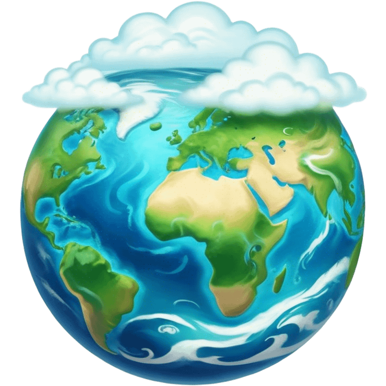 Cinematic Realistic Earth Emoji, depicted with vibrant blue oceans, swirling white clouds, and lush green continents rendered in exquisite detail, high shine, and a soft radiant glow that captures the dynamic, life-sustaining beauty of our home planet. emoji