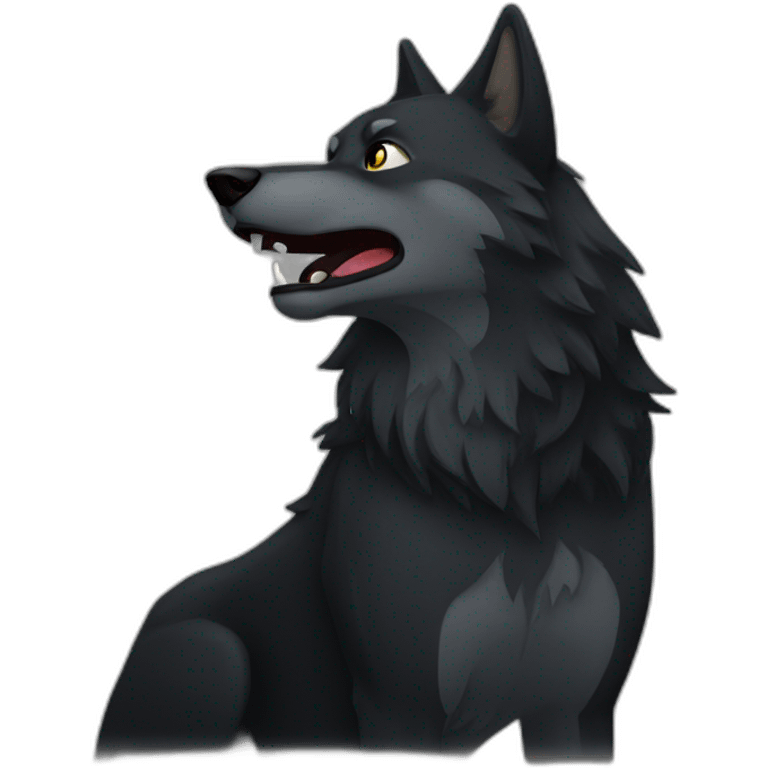 Black wolf howling  emoji