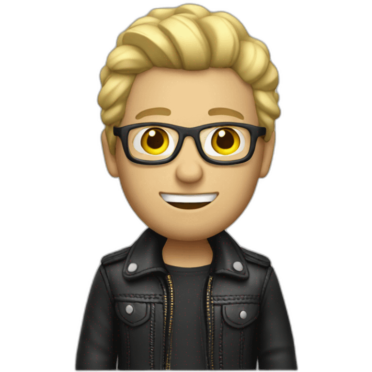 hippie blond guy with glasses and leather jacket emoji