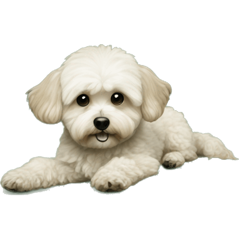 maltipoo dog on green loveseat emoji