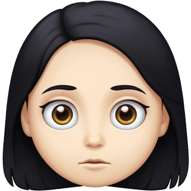 Long black hair. Big eyes.Round face. emoji