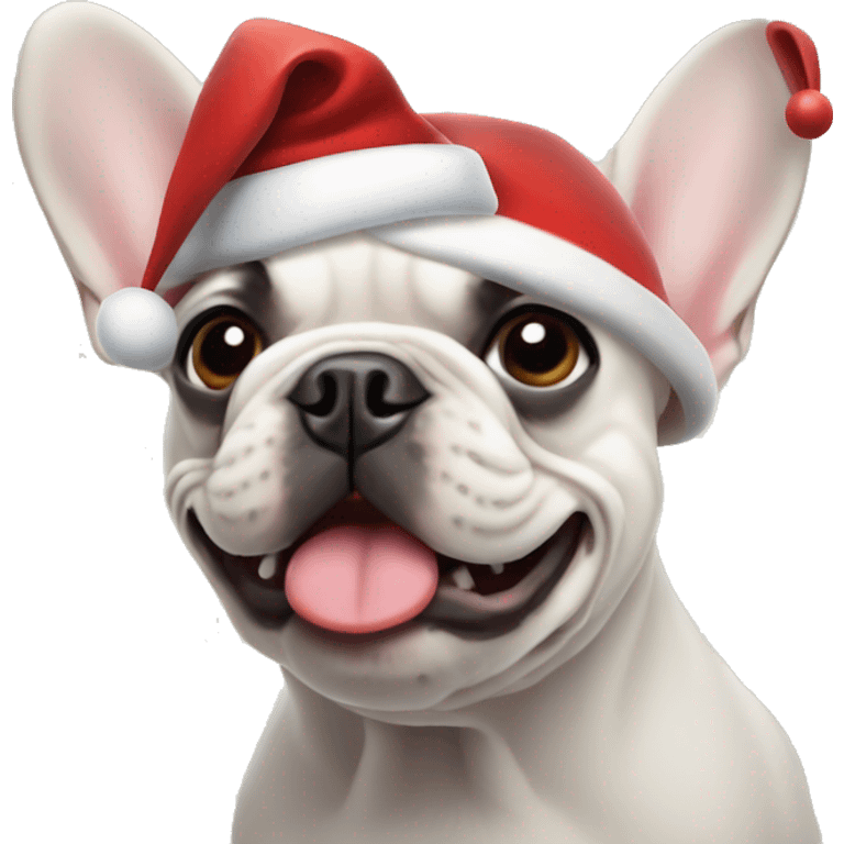 French bulldog with Christmas hat  emoji