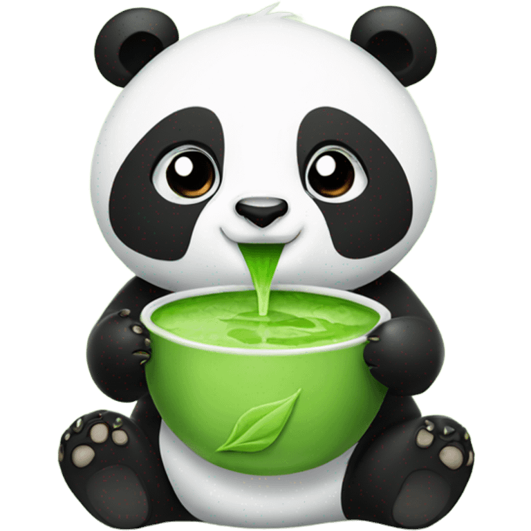 Panda drinking a matcha emoji