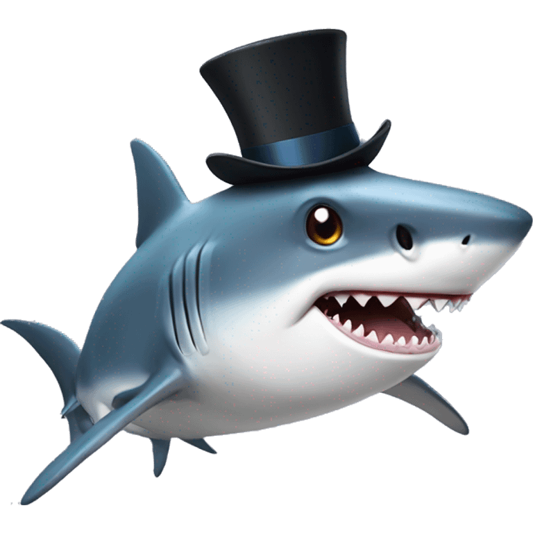 Shark with a top hat emoji