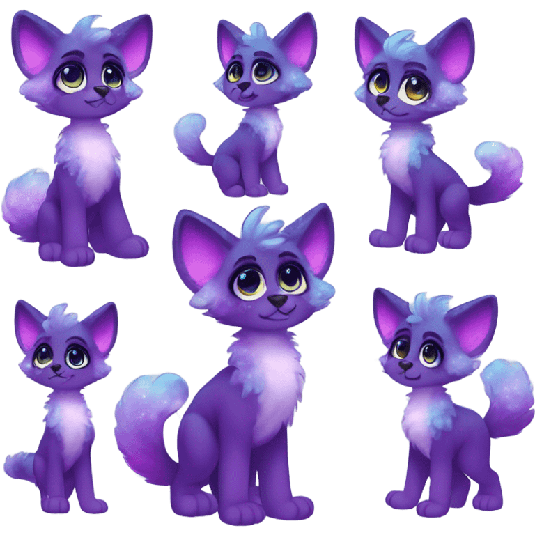 Adorable innocent cute gradient-Sparkle-nebula-fursona anthropomorphic furry, full body emoji