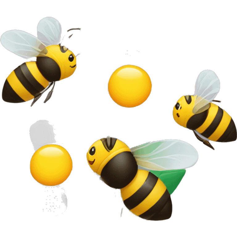 bouquet of flowers with 3 bees flying around it emoji