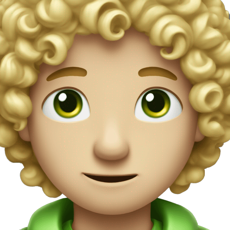 curly blond boy with green eyes and mousyache emoji