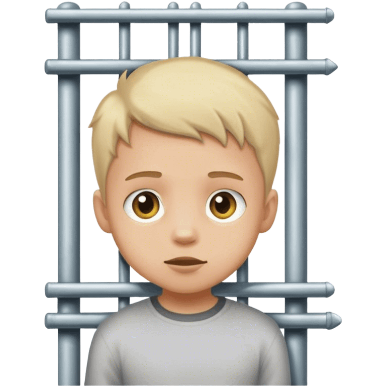 boy looking through the gate' bars emoji