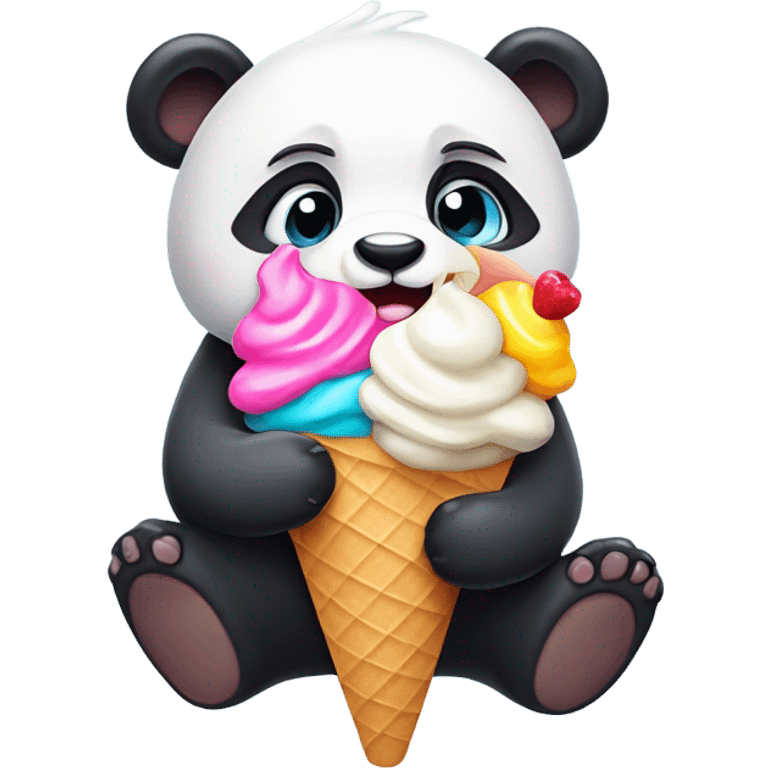 Panda eating ice cream emoji