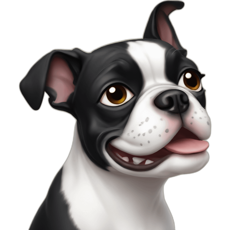 Happy Boston terrier one black eye emoji