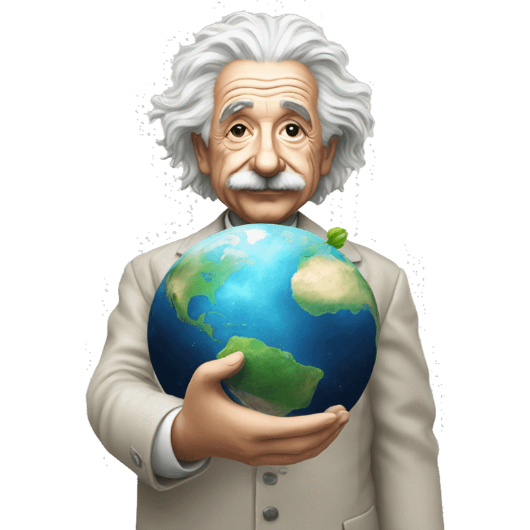 albert einstein holding earth in his hand emoji