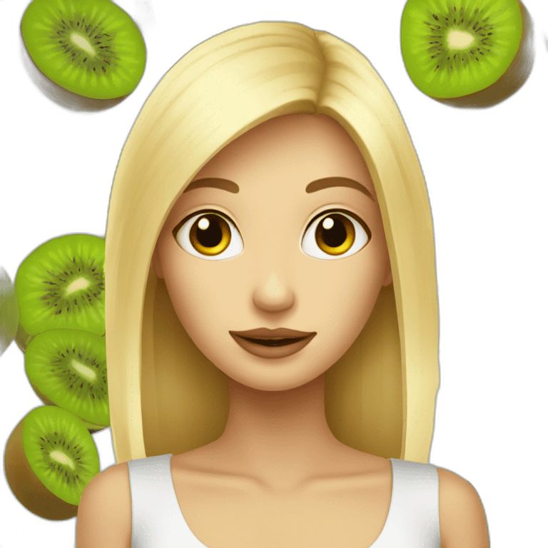 Blonde girl with kiwis emoji