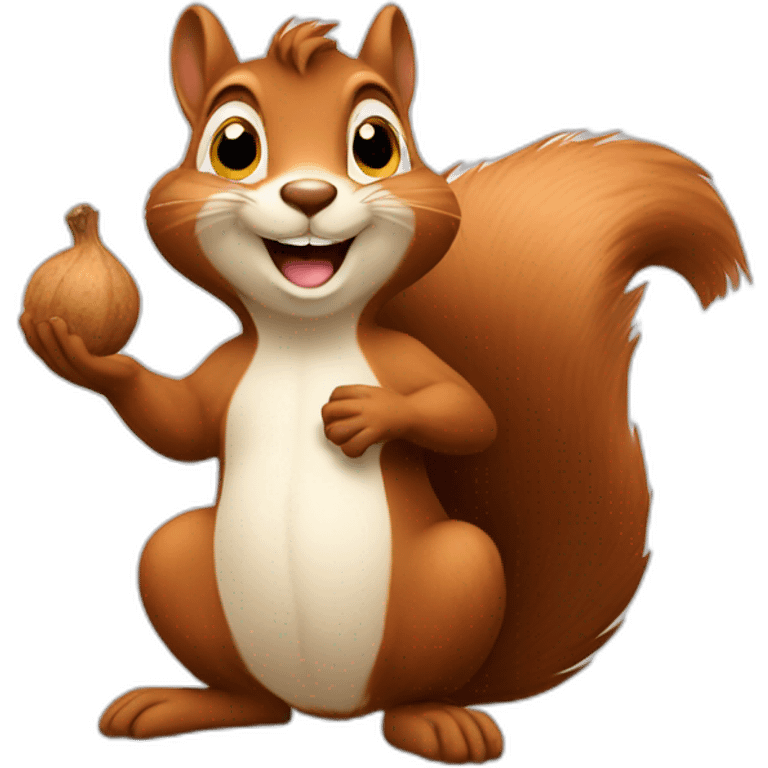 a satisfied squirrel holds a large nut emoji