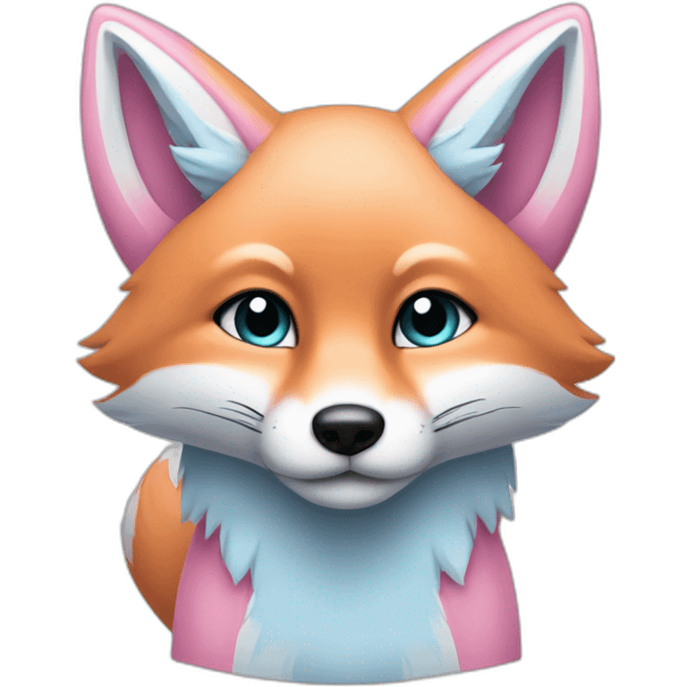 half light blue half pink fox emoji