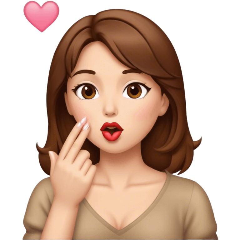 Brown haired lady blowing a kiss emoji